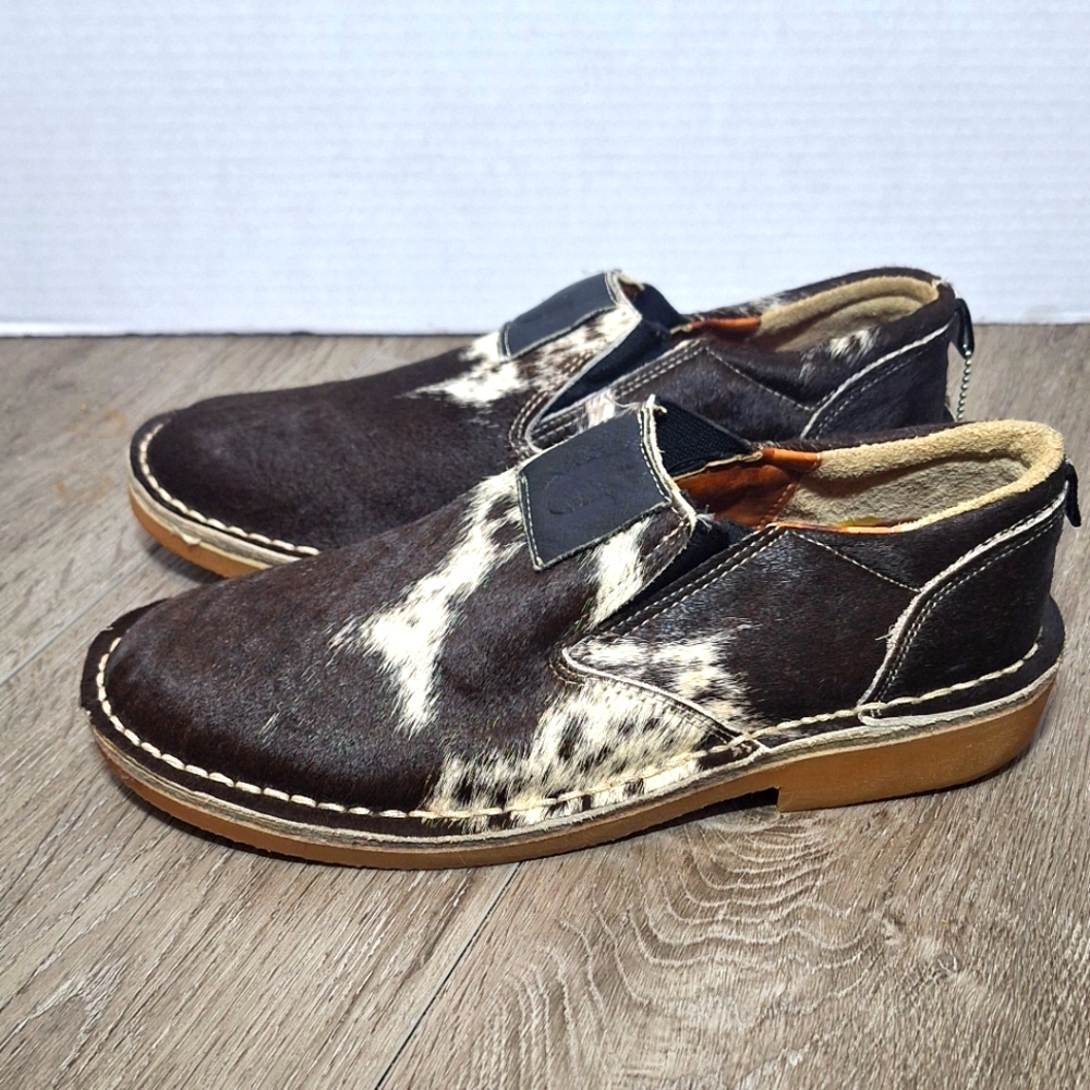 Men's Brown and White Slip-On Shoes